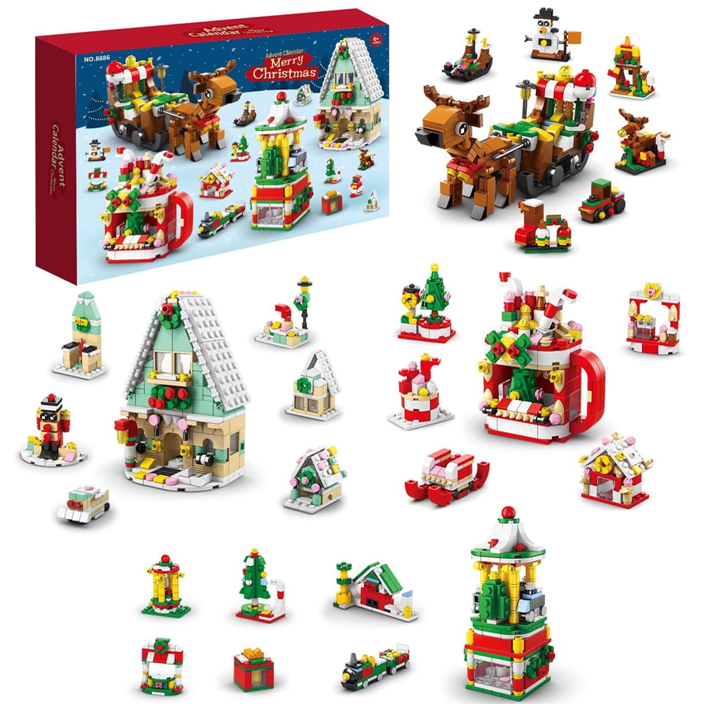 Advent Calendar Block Set for Boys and Girls 6 in 1 Christmas Sleigh