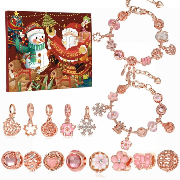 Advent Calendar Charm Bracelet Making Kit for Kids Girl Christmas Countdown Calendars Gift