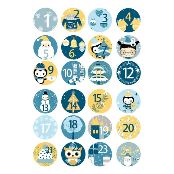 Advent Calendar Christmas Number Stickers Self-Adhesive Numbers Labels for Xmas Countdown Calendar DIY Gifts Craft Christmas Decorations Party Supplies Gift Box Tags 5/4/3/2/1PCS