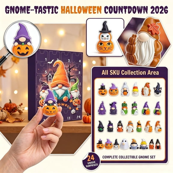 Advent Calendar, Complete 24 Day Halloween Countdown Calendar, Full Set of Flat 2D Acrylic Halloween Designs Including Pumpkins Ghosts Witches Cats Candy Corn Styles, Great Gift