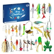 Advent Calendar Fishing 2024, 24 Days of Christmas Countdown, Fishing Lures Set for Fisher Adult Men Teen Boys - Surprise Gift
