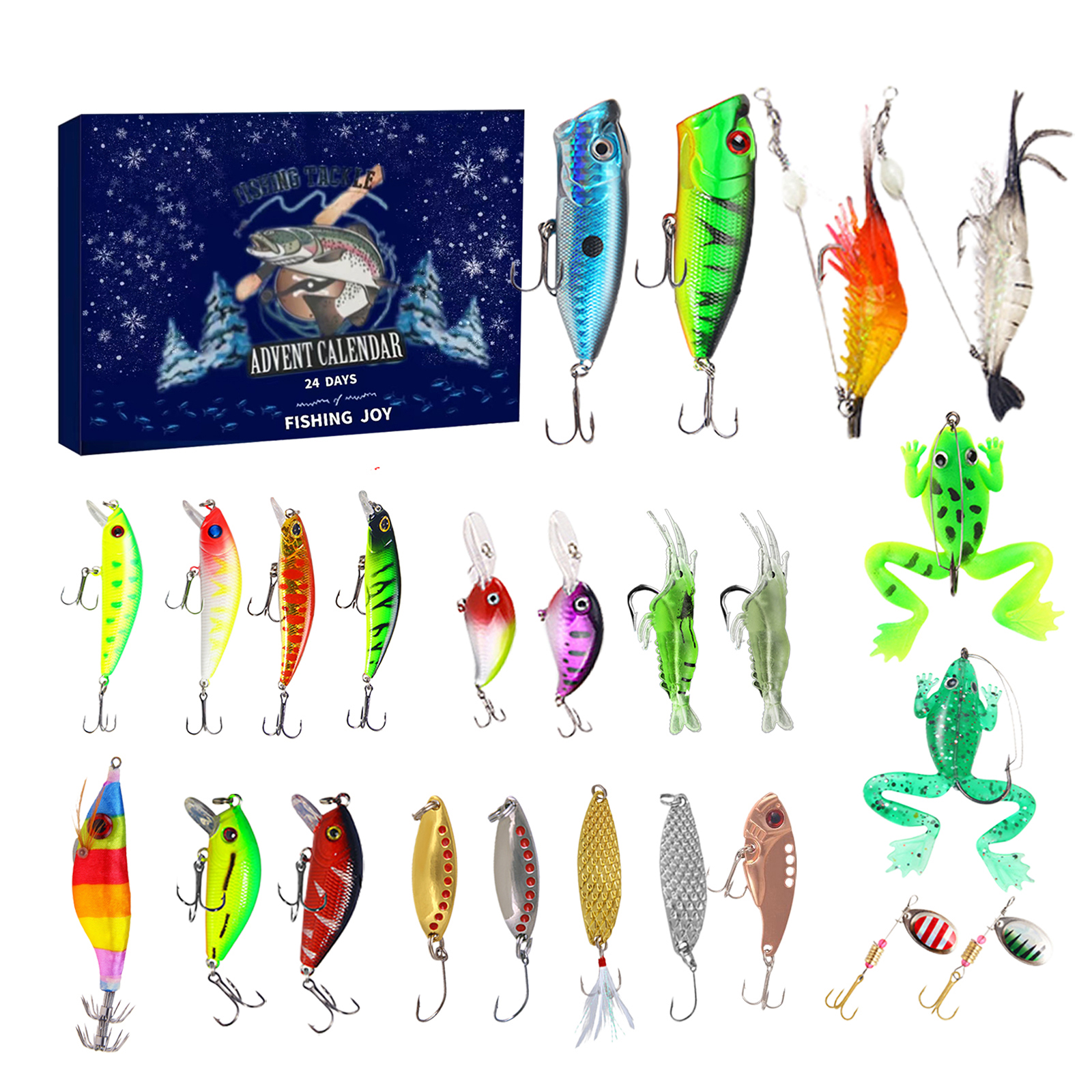 Advent Calendar Fishing Christmas Countdown 24 Days Fishing Lures Set