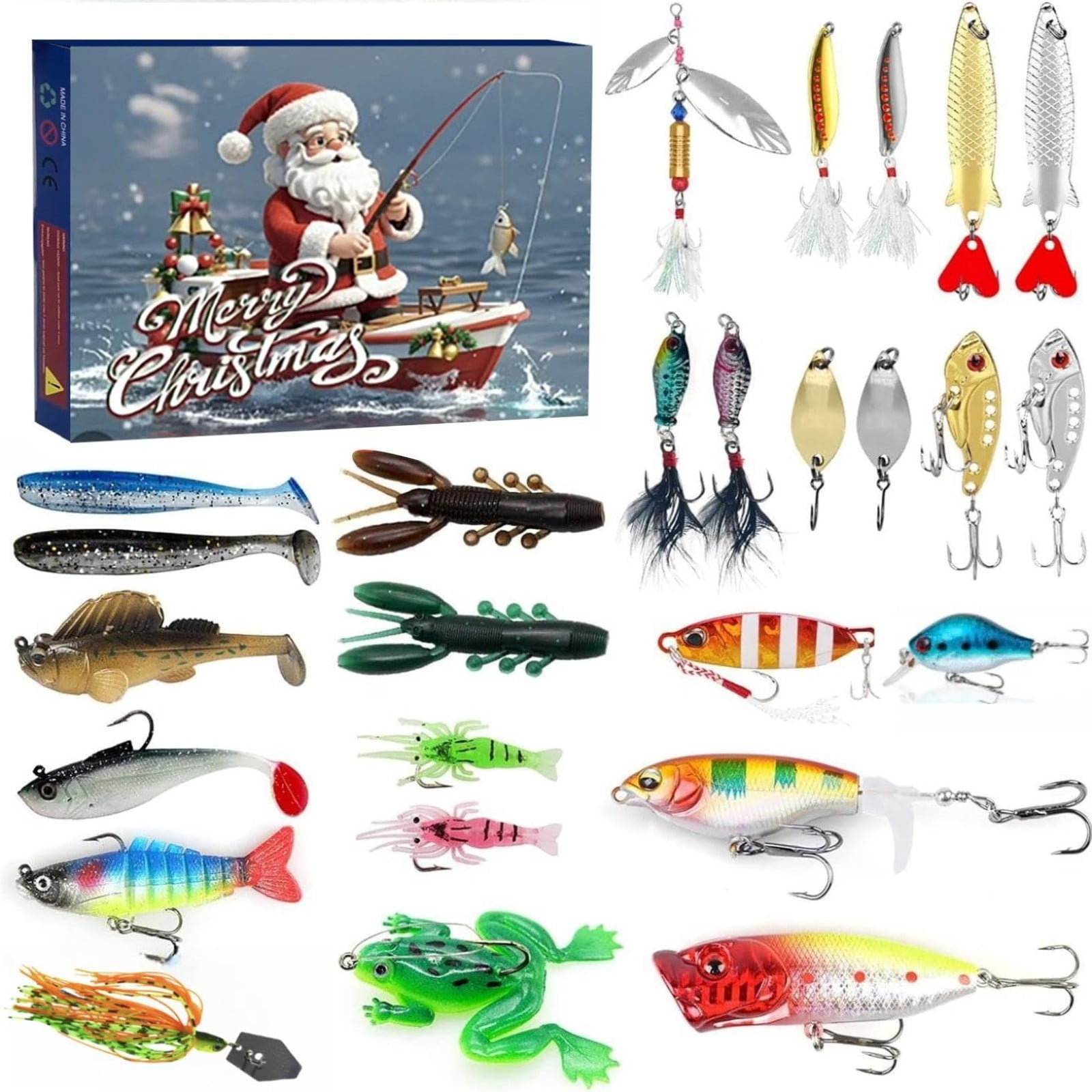 Advent Calendar Fishing Christmas Countdown 24 Days Fishing Lures Set