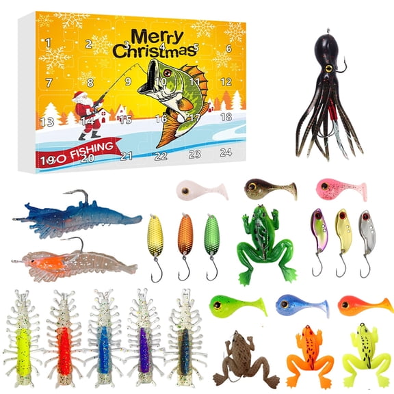 Advent Calendar Fishing Christmas Countdown, Fishing Lures Kit, 2026 Xmas Fish Gift for Fisher Adult Men,Teen Boys,Father,Husband, or Boyfriend