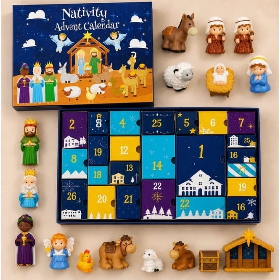 Advent Calendar for Kids 24 Days of Nativity Gifts, Toddler Advent Calendar for Boys & Girls - Christmas Countdown Calendar Gifts for Children Ages 1 2 3 4 5+