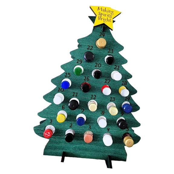 Advent Calendar With 24 Miniature Liquor Bottle Wooden Holiday Count Down Decoration Festival Home Centerpieces