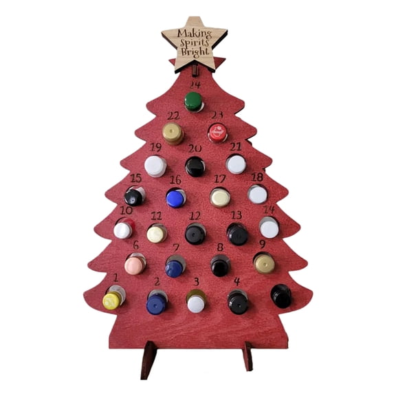 Advent Calendar With 24 Miniature Liquor Bottle Wooden Holiday Count Down Decoration Festival Home Centerpieces