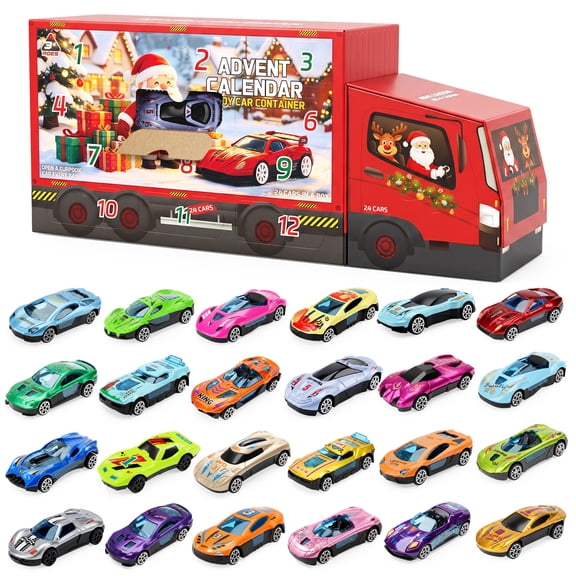 Hoarosall Advent Calendar for Boys, 24 Pcs Pull Back Race Cars, Play Vehicle Christmas Countdown Calendar, Birthday & Xmas Gifts for Kids Ages 3+