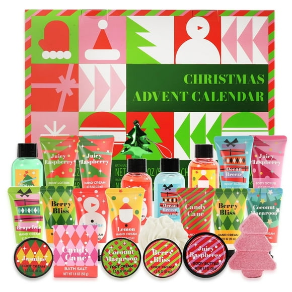 Advent Calendar 2025 with 24pcs Countdown to Christmas Day Gift Sets for Women, Xmas Bath & Body Spa Gift Baskets for Her