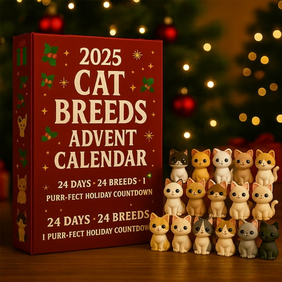Advent Calendars 2025, Christmas Advent Calendar, Advent Calendar for Adults, Cat Breeds-Themed 24-Day Countdown with Feline-Inspired Surprises