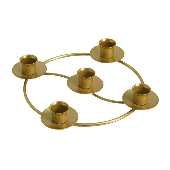 Advent Candle Holder Round Advent Candle Holders For 5 Candles Advent And Decorations Gold Metal Ring Candles Stand For Home, 10.04*1.18 in, Gold-B