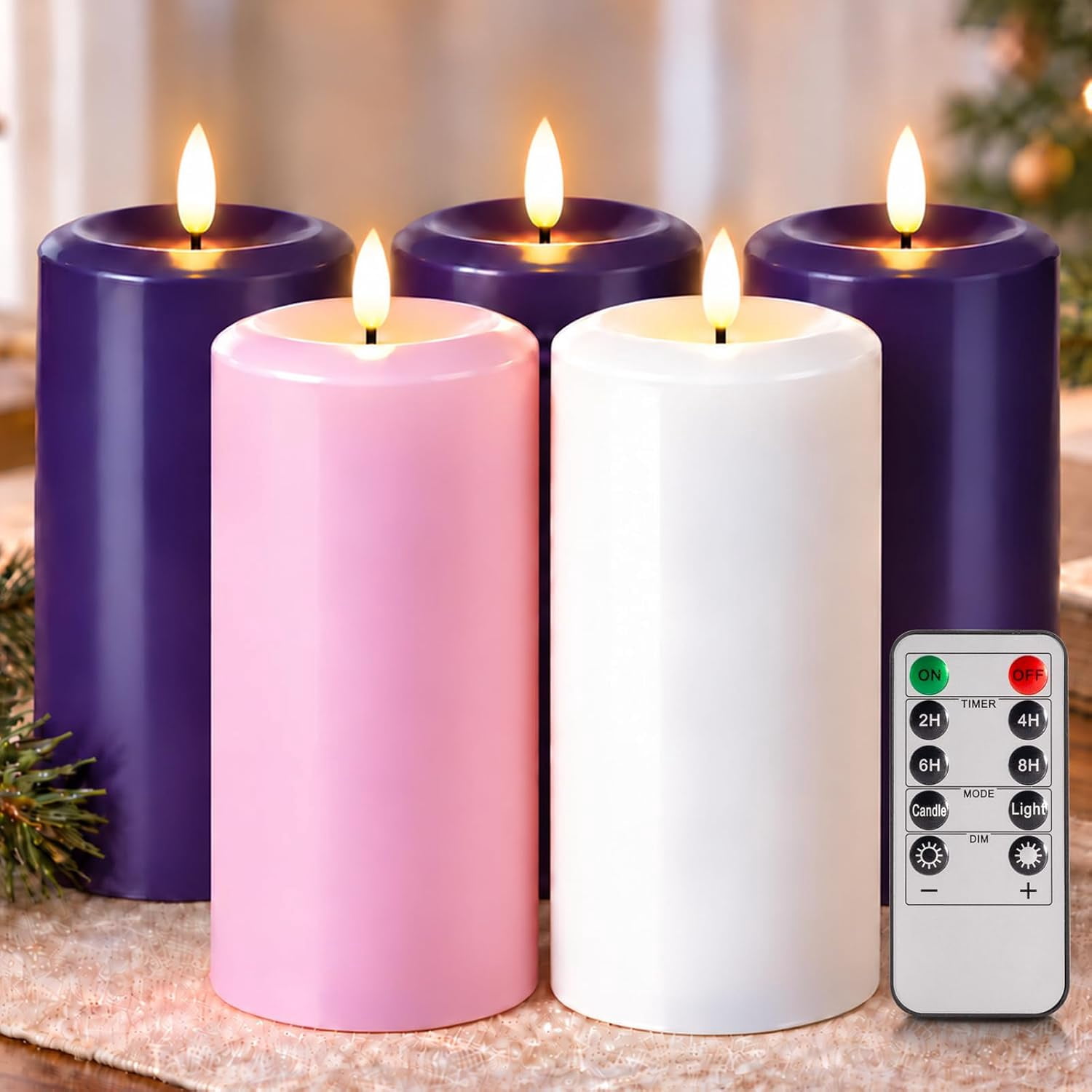 Skip Remote Operating Advent Candles, Pillar Candles Battery Operated for Advent Wreath | Led ...