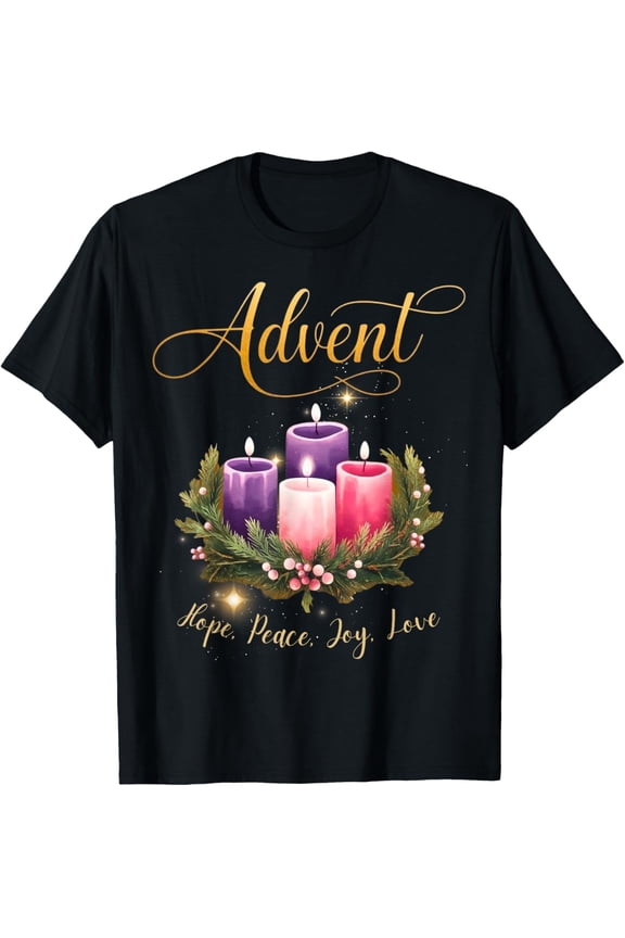 Advent Wreath Candle Design Hope Peace Joy Love Holiday T-Shirt