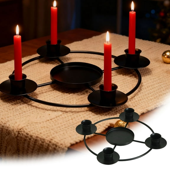Advent Wreath Candle Holder Round Advent Candle Holders For 5 Candles Advent And Decorations Gold Metal Ring Candles Stand For Home Candles & Holders