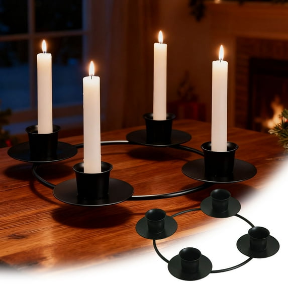 Advent Wreath Candle Holder Round Advent Candle Holders For 5 Candles Advent And Decorations Gold Metal Ring Candles Stand For Home Candles & Holders