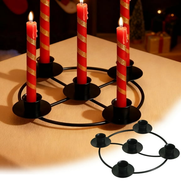 Advent Wreath Candle Holder, Round Advent Candle Holders for 5 Candles Advent and Christmas Decorations, Ring Candles Stand for Table Home