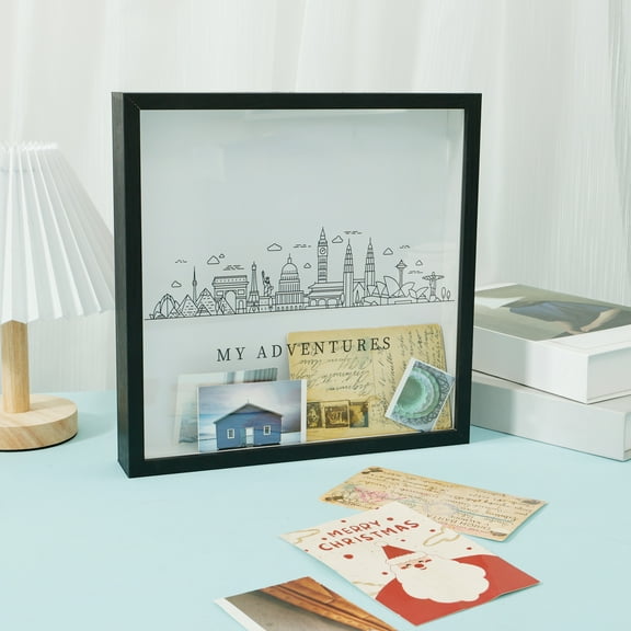 Adventure Archive Box with Slot Memorial Travel Adventure Archive Shadow Box Top Loading Travel Shadow Box Sturdy Wood Travel Memory Box Travel Box for Memories Keepsakes