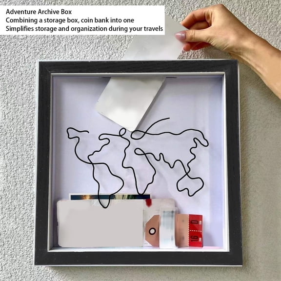 Adventure Archive Keepsake Box, Organize Travel Mementos, Postcards Bills, Secure Storage