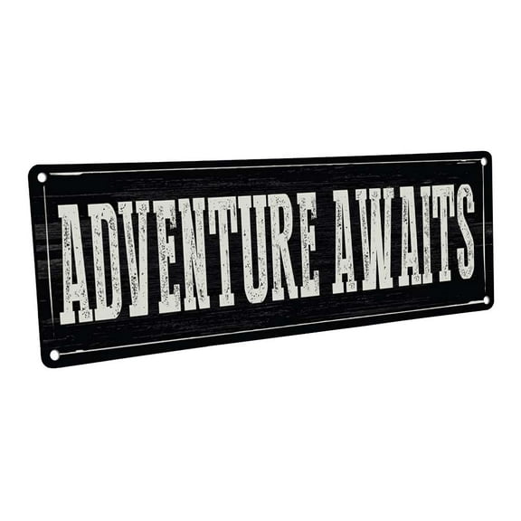 Adventure Awaits 4"x12" Metal Sign, Wall Décor for Inspirational