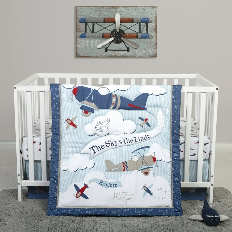 Adventure Awaits Airplanes 4 Piece Infant Crib Bedding Set by Sammy and Lou