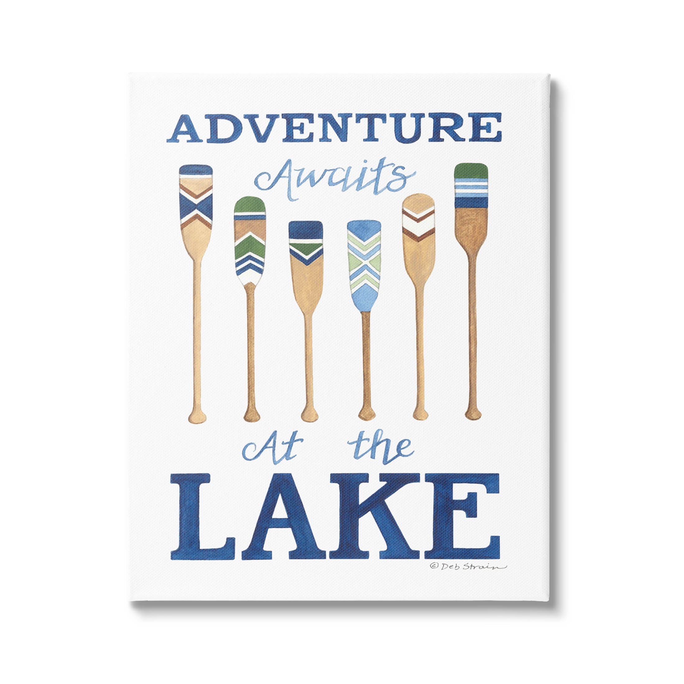 Adventure Awaits At Lake Oars Phrase Inspirational Graphic Art Gallery Wrapped Canvas Print Wall Art