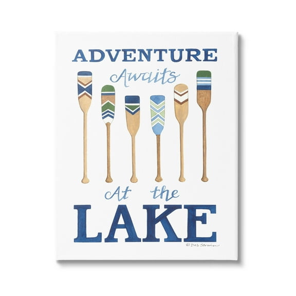 Adventure Awaits At Lake Oars Phrase Inspirational Graphic Art Gallery Wrapped Canvas Print Wall Art