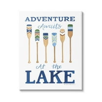Adventure Awaits At Lake Oars Phrase Inspirational Graphic Art Gallery Wrapped Canvas Print Wall Art