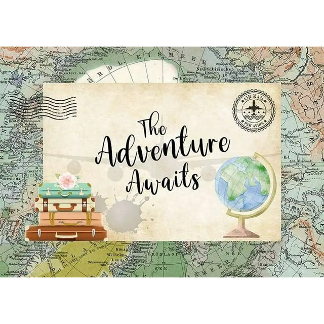 Adventure Awaits Baby Shower Backdrop Wall Decor Travel Map Airplane