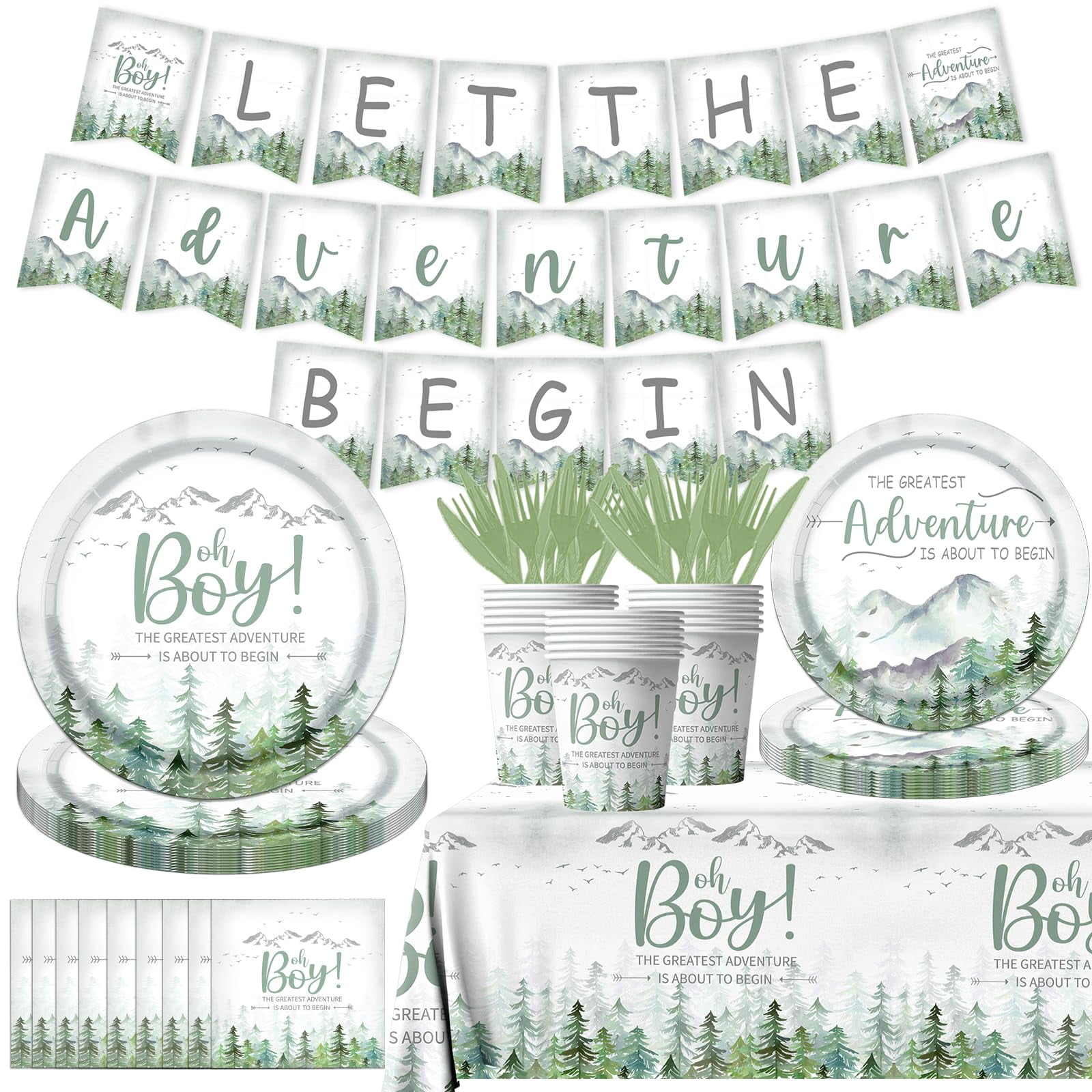 200 Stück „Let The Adventure Begin“ Konfetti – Baby Shower Dekoration In Wald- & Berg-Design (Hirsch, Bär, Baum)