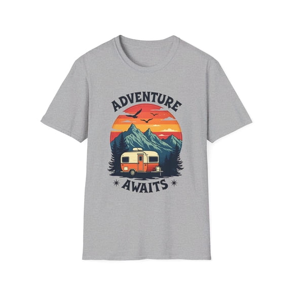 Adventure Awaits Camping Enthusiast Outdoor Graphic T-Shirt