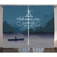 thumbnail image 1 of Ambesonne Saying Curtains 2 Panel Set, Kayak in a Lake Adventure, 108" x 84", Purple Grey Teal, 1 of 3