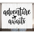 thumbnail image 1 of Ambesonne Saying Curtains 2 Panel Set, Monochrome Travel Typography, 108" x 90", White Black, 1 of 3