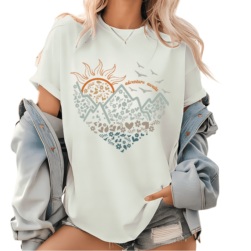 Womens Funny Graphc Sknny Pne Tree Shrt Summer Hkng Campng - View #12