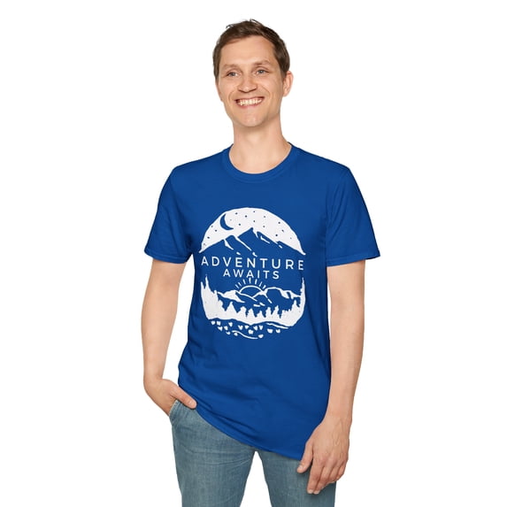 Adventure Awaits, Gildan Unisex Softstyle T-Shirt, Park Graphic Tee, S-3XL