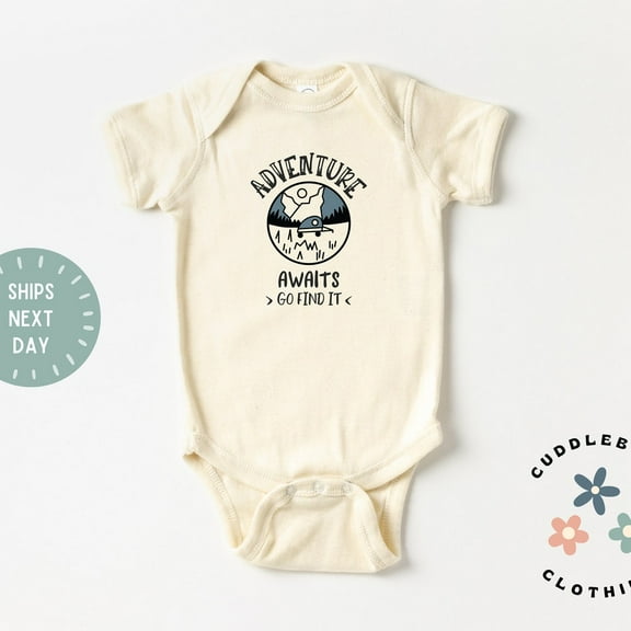 Adventure Awaits Go Find It Baby Bodysuit, Cute Camping Adventure, Baby Gift, New Baby Boy Girl,
