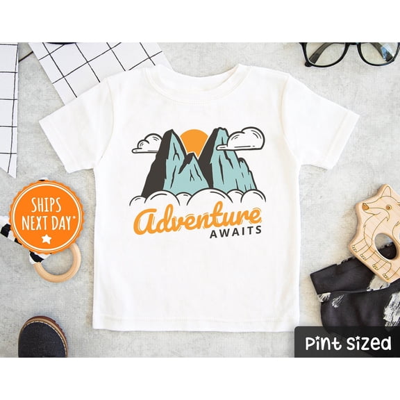Adventure Awaits Kids Shirt, Hiking Toddler Tee, Mountain Kids Shirt- Adventure Baseball Tee TODDLER SHORT SLEEVE TEE BELLA CANVAS 3001T