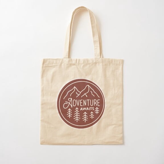 Adventure Awaits- Maroon Cotton Tote Bag Canvas Tote Bag, Family Gift For Mother, Her