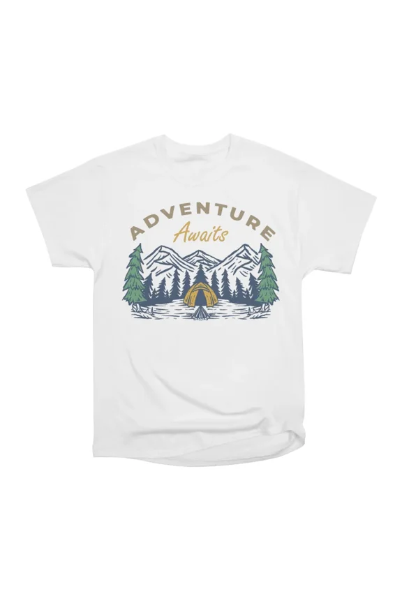 Adventure Awaits Mountain Camping T-Shirt Tee Gift For Him Merch For Her Apparel For Frien