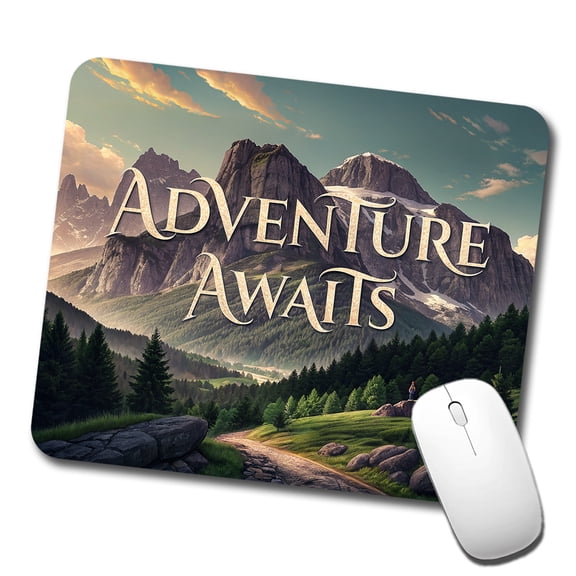 Adventure Awaits Mountains Hiking Camping Mouse Pad Low Profile Gaming Mat