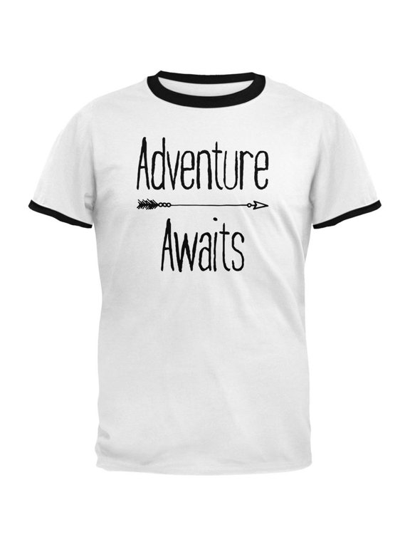 Adventure Awaits Native Arrow White/Black Men's Ringer T-Shirt - Small