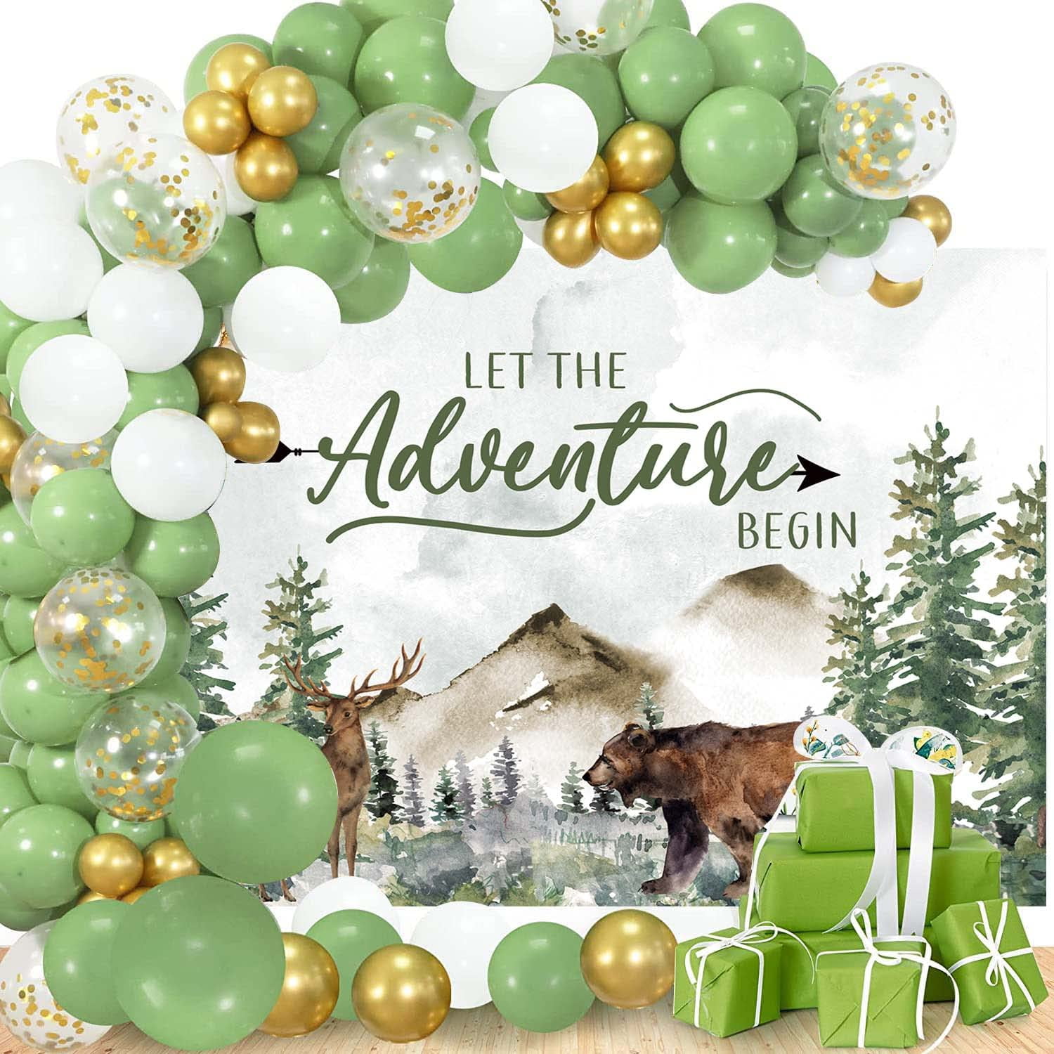 ANSHUHAI Adventure Awaits Baby Shower Backdrop Let The Adventure Begin...
