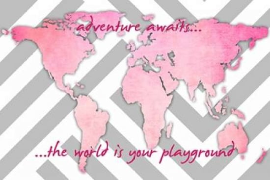 Adventure Awaits Pink Canvas Art - Anna Quach (12 x 18)