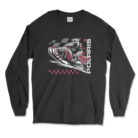 Adventure Awaits Polaris Long Sleeve Tee for Snowmobile Riders