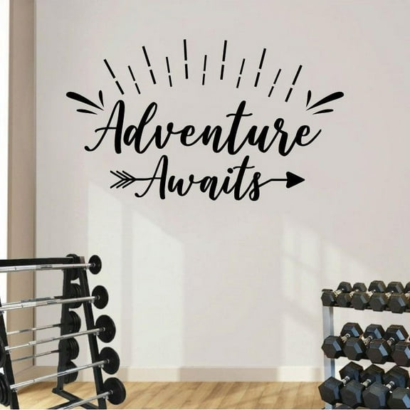 Adventure Awaits Shining Life Motivational Inspirational Quotes Wall Decal Wall Sticker Wall Art For Home Design Room Living Room Bedroom Office Vinyl Wall Art Décoration Decal Size (30x30 inch)