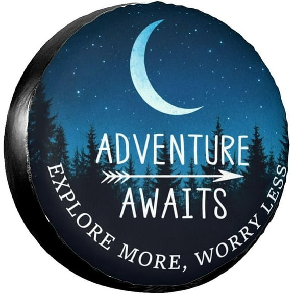 Adventure Awaits Spare Tire Cover Wheel Protectors Waterproof Wheel Covers Universal Fit for RV SUV Truck Camper Travel Trailer Accessories