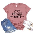 thumbnail image 1 of Adventure Awaits T-shirt Women's Camping Tee Backpacking Tshirt Gift For Traveller Hiking Shirts Wanderlust Shirt, 1 of 3
