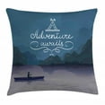 thumbnail image 1 of Adventure Awaits Throw Pillow Cushion Cover, Kayak in a Mountain Lake at Night Camping Activity Lifestyle Quote, Decorative Square Accent Pillow Case, 16 X 16 Inches, Purple Grey Teal, by Ambesonne, 1 of 2