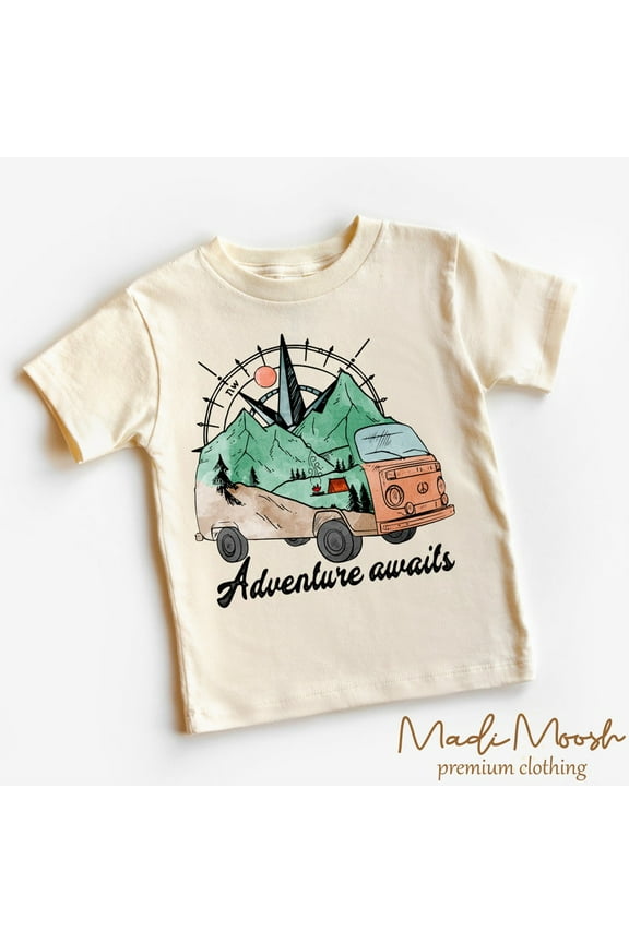 Adventure Awaits Toddler Shirt, Hiking Outdoors Adventure Kids Shirt TODDLER SHORT SLEEVE TEE BELLA CANVAS 3001T