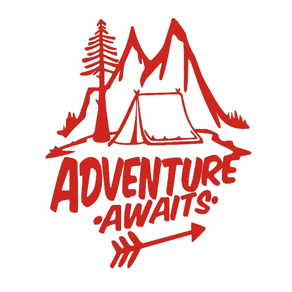 Adventure Awaits Tree Tent Mountains Car Vehicle Reflective Decals ...
