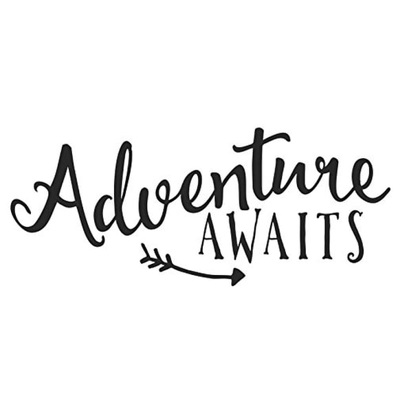 Adventure Awaits Vinyl Wall Decals Saying Stickers with Arrow Art, Black, 21x51-Inch